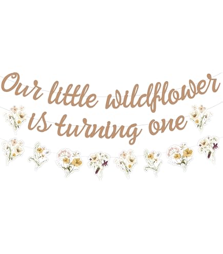 Boho-Wildblumen-Deko Zum 1. Geburtstag – Banner-Set \"Our Little Wildflower Is Turning One\"