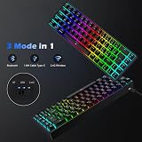 TECURS Wireless Mechanical Keyboard 65% RGB UK Layout Red Switch 2.4G Bluetooth view 2