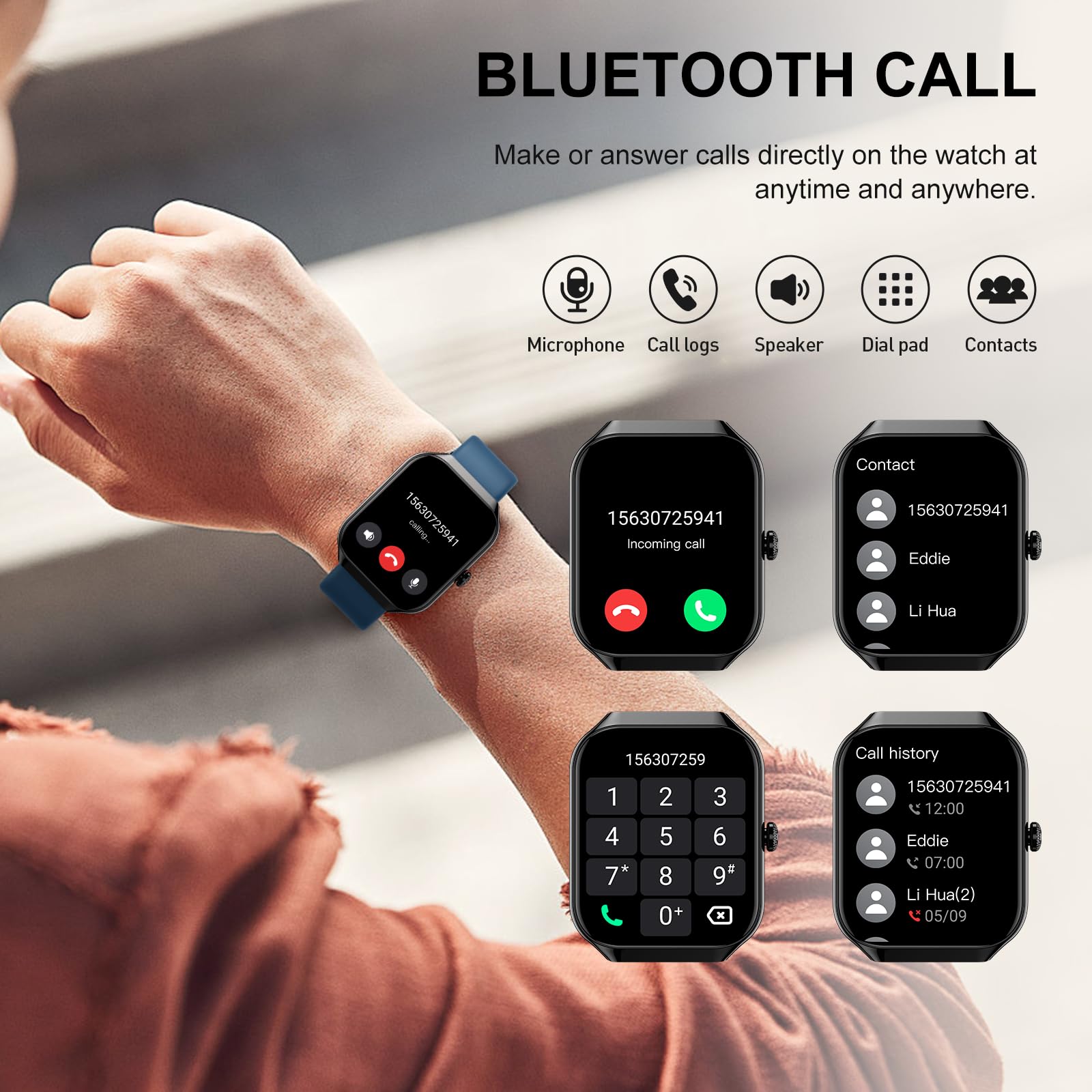 Smart Watch for Men Women Answer/Make Calls, 1.96