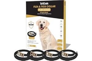 TRIOAK 4 Pack Flea Collar for Dogs, Advanced Dog Flea Collar, Flea and Tick Collar for Dogs, Tick Collar for Dogs, Dog Flea and Tick Collar, Dog Tick Collar, Color: Black