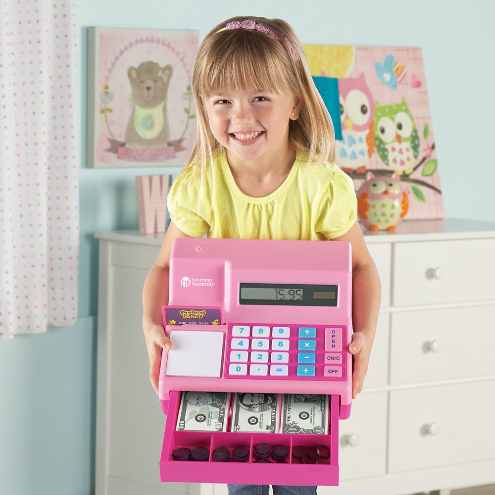 Learning Resources Pretend Play Calculator Cash Register, 73 Pieces