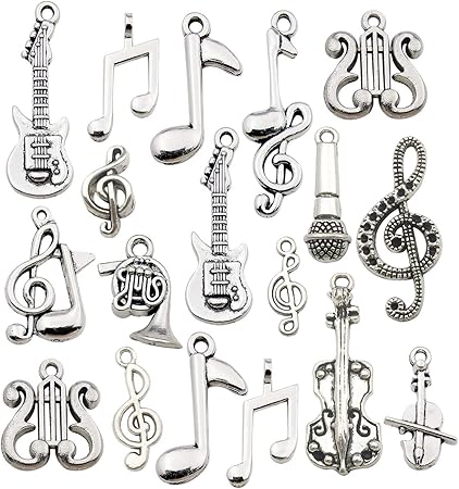 70pcs Wholesale Bulk Craft Supplies Instrument Silver Music Notes Charms Pendants For Crafting Jewelry Findings Making Accessory For Diy Necklace Bracelet Earrings Wm211 Amazon Co Uk Kitchen Home