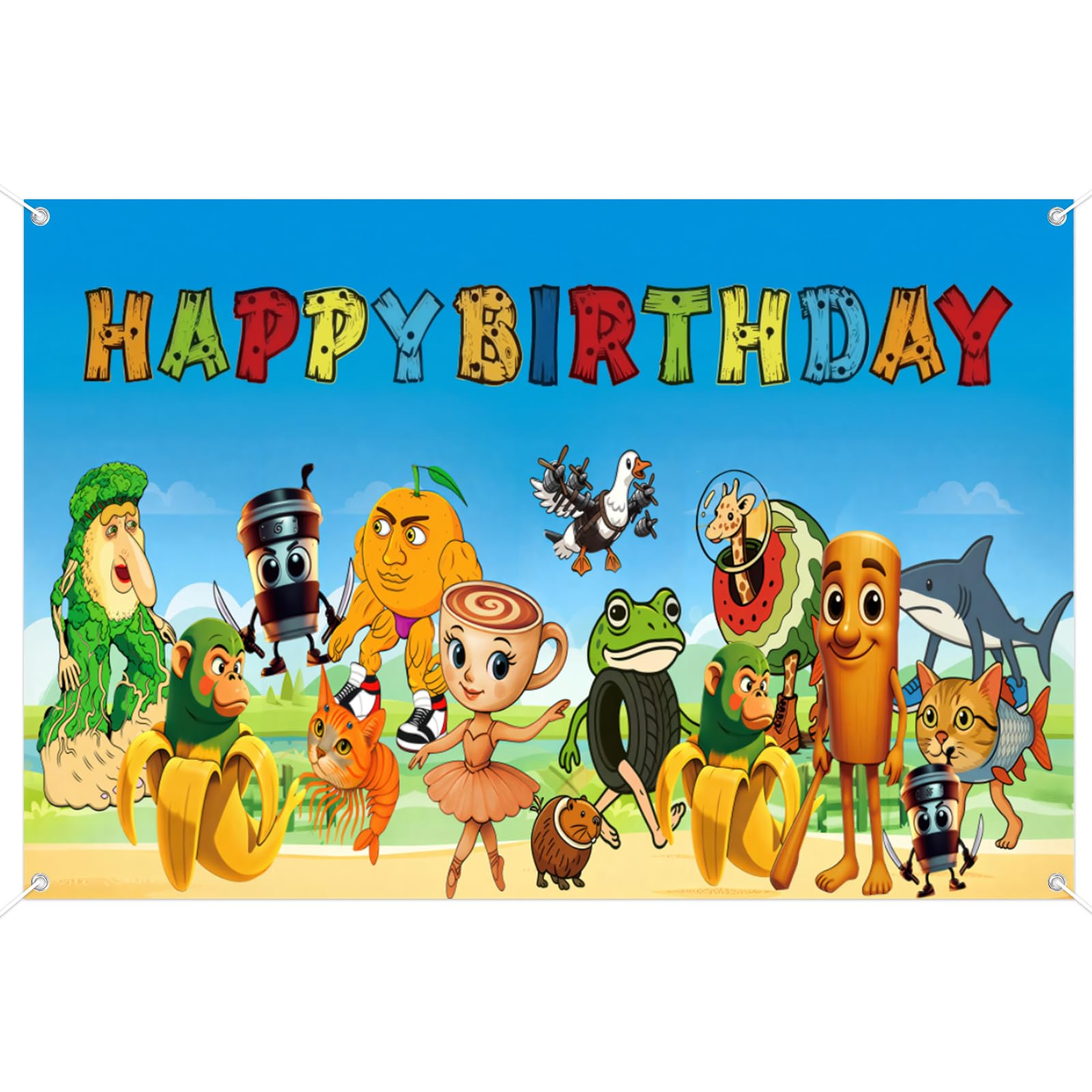 Brainrot Birthday Decorations, Tralalero Tralala Happy Birthday Banner, Italian Brainrot Birthday Decorations for Kids Boys Girls Party Decor (C)