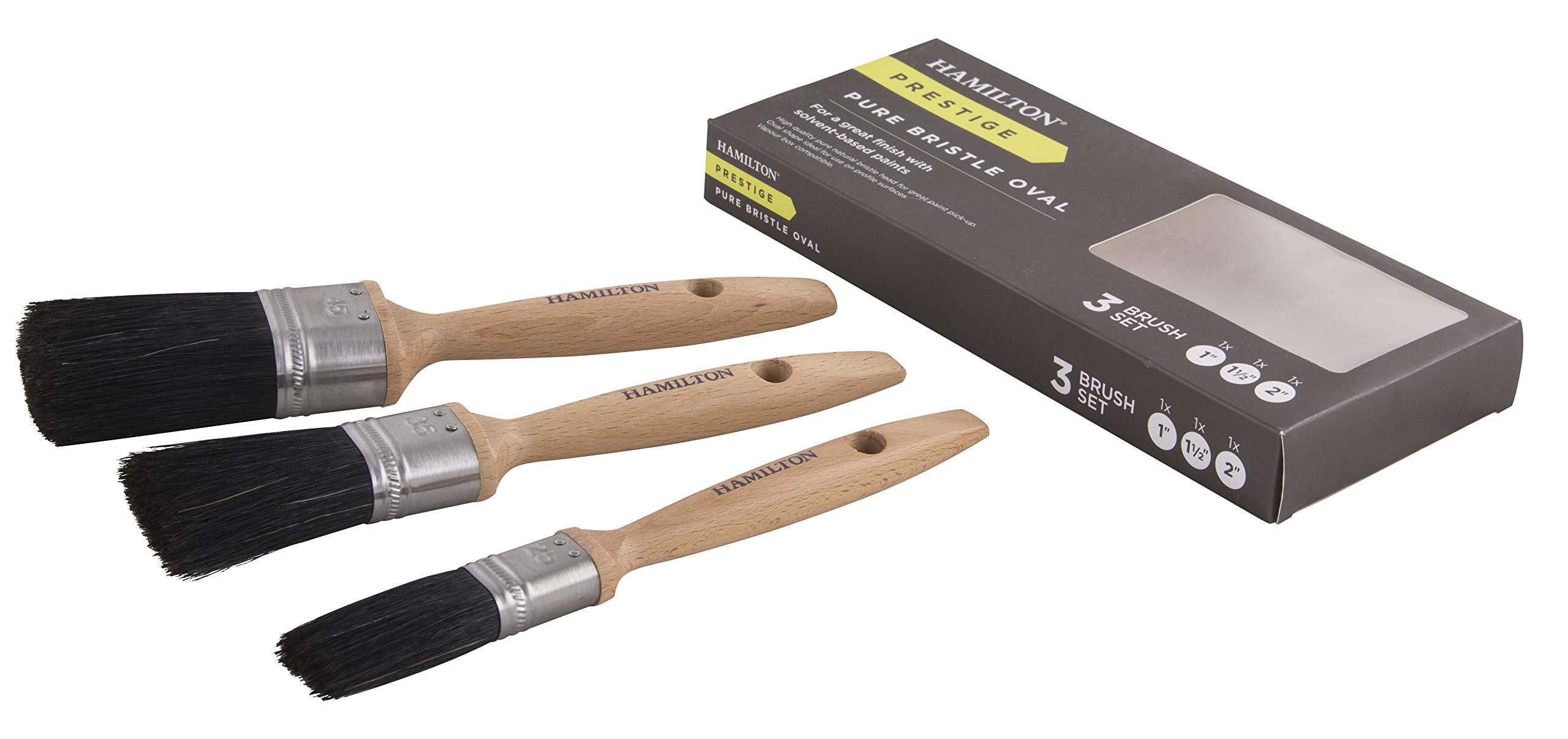 Hamilton Prestige Bristle Blend Oval Brushes | 3 Box Set | 1", 1.5", 2"