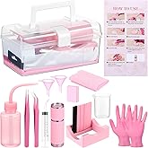 LemonRoad 15 Pcs Snow Globe DIY Tumbler Tool Kit Include Storage Box Squeeze Bottle Funnel Silicone Cup Cradle Measuring Cup Flashlight for Beginner Making Supplies Thanksgiving Day Gifts(Pink)