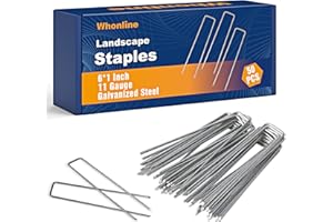 Whonline 50pcs Landscape Staples 6 Inch, Galvanized Garden Ground Stakes 11 Gauge Drip Irrigation Stakes for Landscaping Fabric Weed Barrier Irrigation Tubing