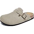 Xiakolaka Women's Suede Clogs Adjustable Buckle Slip on Footbed Home Clog Slippers