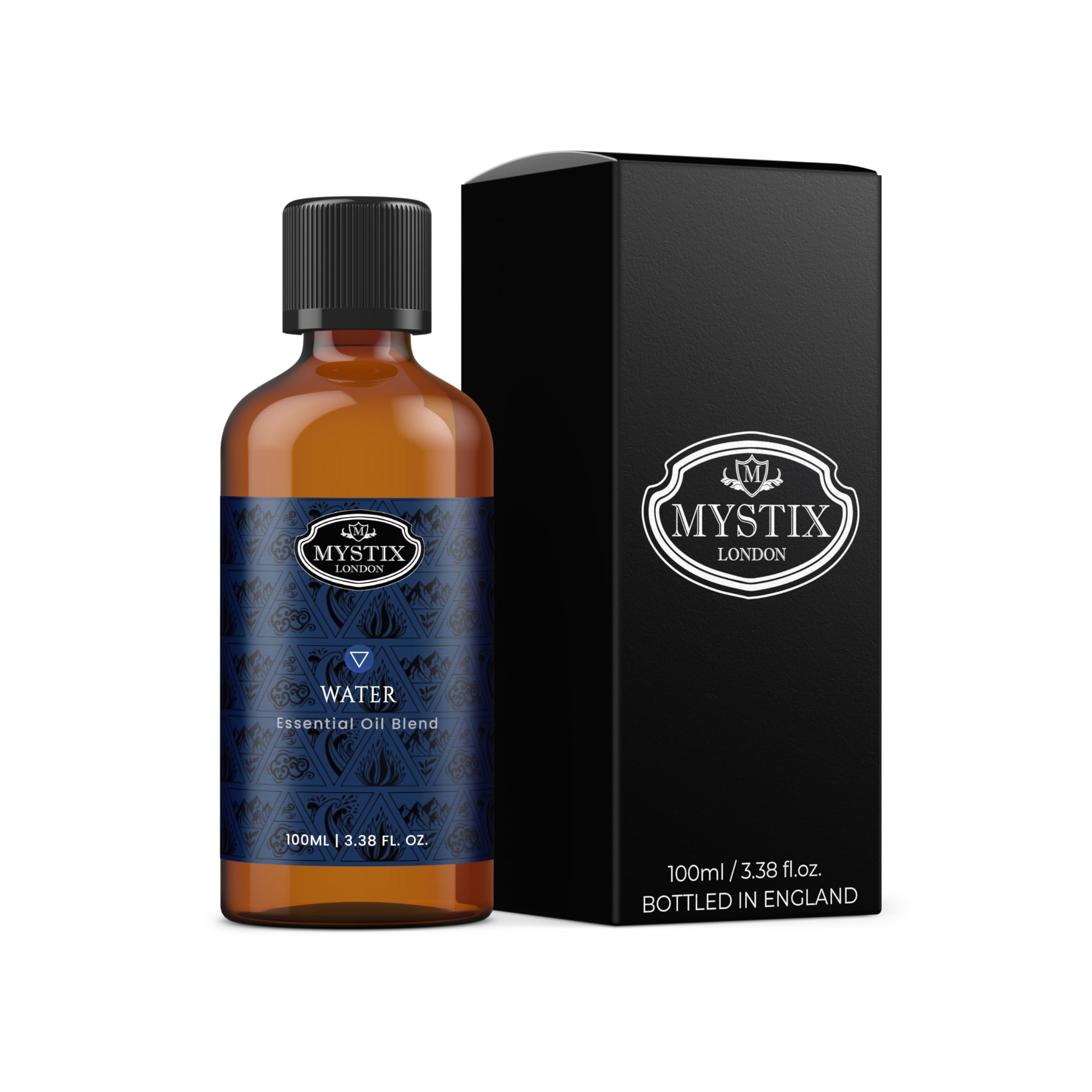 Mystix London | The Water Element Essential Oil Blend 100 ml | Chamomile | Eucalyptus | Lemon | Spearmint | Ylang Ylang | Litsea Cubeba | Cedarwood | Galbanum | Yarrow | Aromatherapy | Vegan, GMO Free