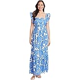 London Times Womens Square Neck Maxi Dress for Women with Ruffle Detail | Summer Dresses for Women