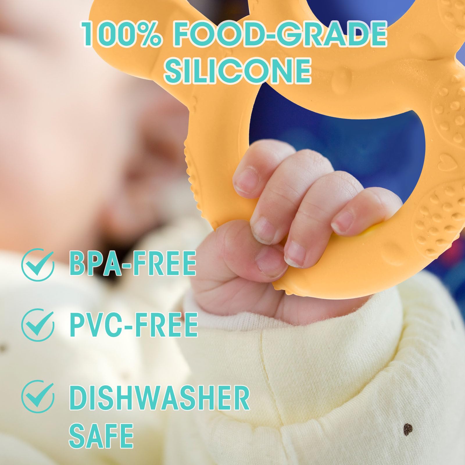3 Pack Baby Teething Toys for Babies 3-6 Months, Silicone Teething Ring Toys for Babies 6-12 Months, BPA Free Soft and Dual Textured Nipple Teether Relief Soothing Sore Gums Chew Infant Sensory Toys