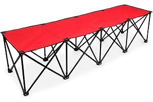 Crown Sporting Goods 6-Foot Portable Folding 4 Seat Bench with Carry Bag – Great Team Bench for Soccer & Football Sidelines, Tailgating, Camping & Events