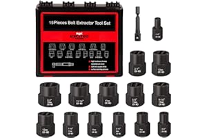 Impact Bolt Nut Remover Kit, EXCITED WORK 15 Pieces Bolt Extractor Socket Tool Set with Portable Solid Case-Easy to Remove the Rusty and Stubborn Sokets and Bolts