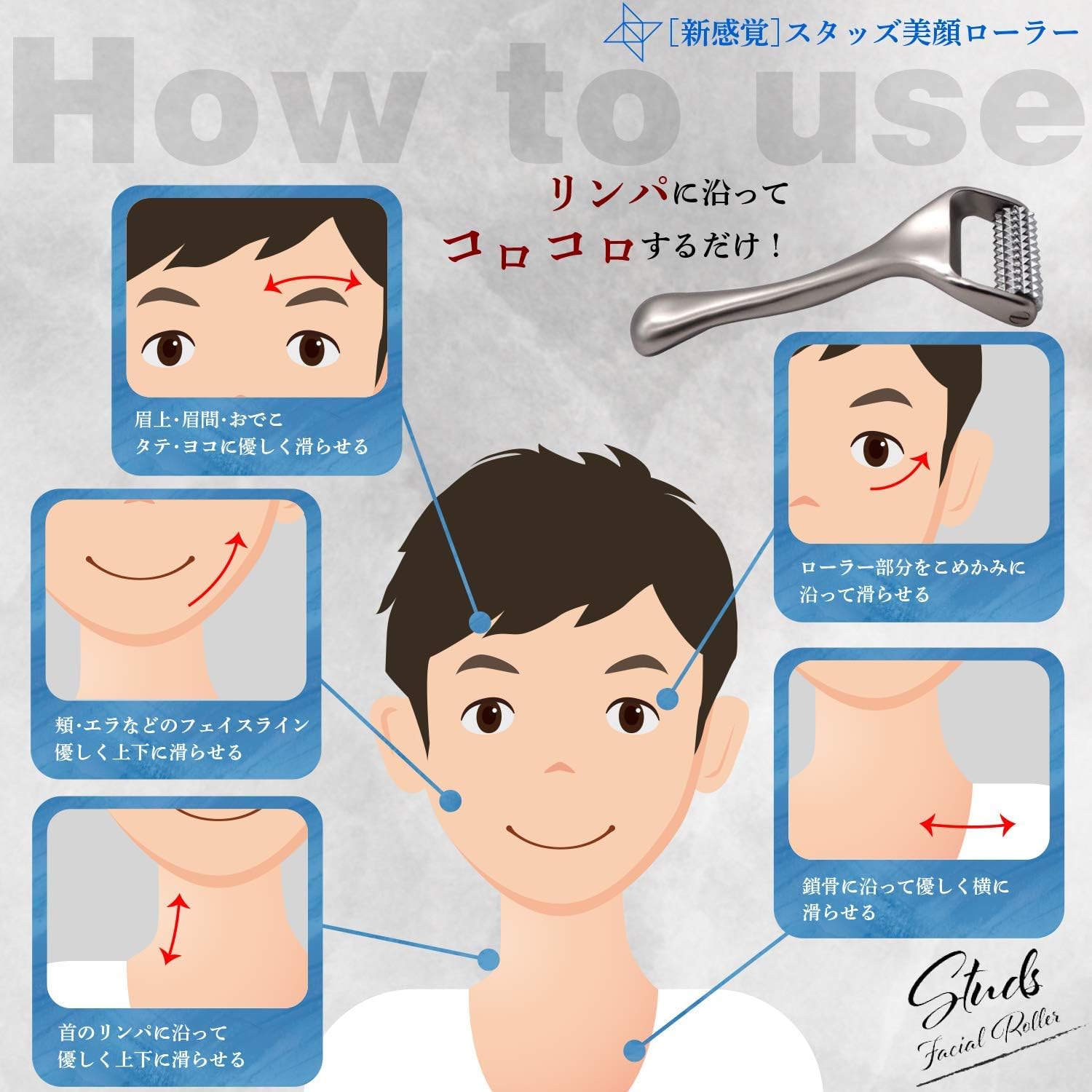 Amazon レットハート メンズ 美顔ローラー 美容ローラー 小顔ローラー For Men 顔 顎周り ひげ剃り後に 美男子 モテ顔 好印象 シルバー レットハート Red Heart フェイスローラー 通販