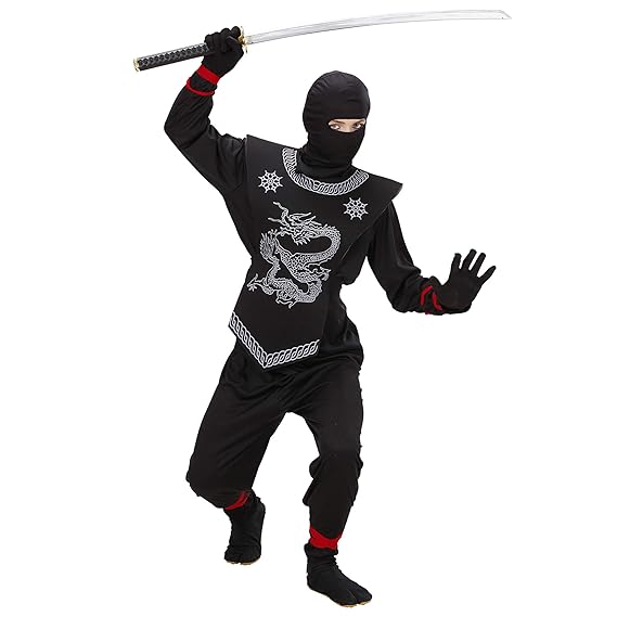 WIDMANN 74528 - Kinder Kostüm Black Ninja, Anzug und Maske, Größe 158