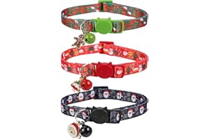 BoomBone Christmas Kitten Collar, 3 Pack Holiday Cat Collars with Bell and Xmas Pendants