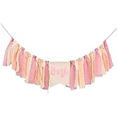 Girl Pink Theme 1st Birthday High Chair Banner - Boho First Birthday Cake Smash Photo Decor (PINK ONE HF)