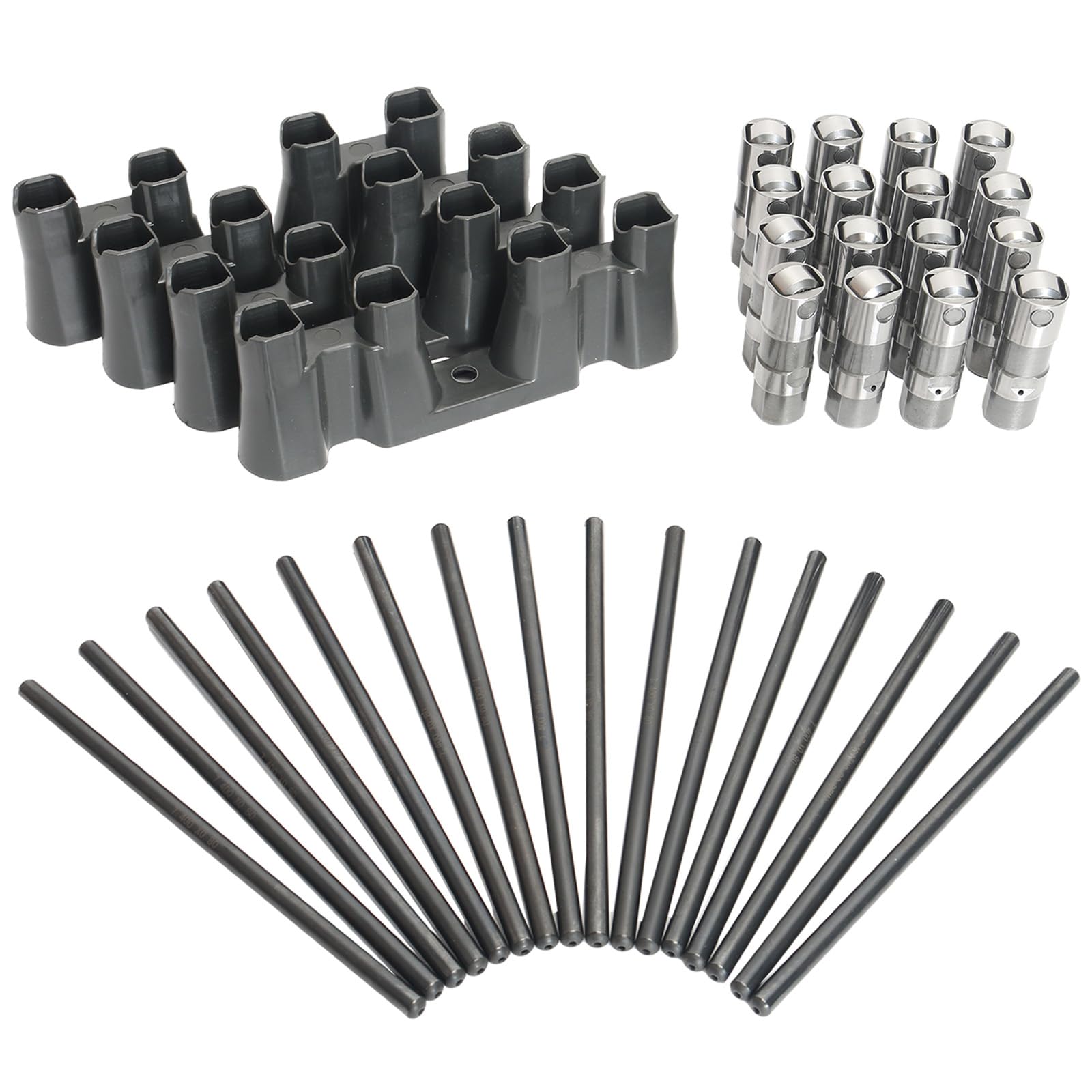 Photo 1 of JAVOUKA LS7 Hydraulic Roller Lifters Guide Trays and Pushrods, Fit for LS1 LS2 LS3 LS6 LQ4 LQ9 LY5 LY6 LM7 4.8L/5.3L/5.7L/6.0L, Replace# HL124 HT-2148 17122490 12499225 12595365 16PCS