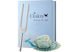 Ckakra Solfeggio Frequencies Tuning Fork with Natural Crystal kit, Inner Peace, 741hz Solfeggio Frequencies for Throat Chakra,Peacock