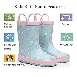 LANCDON Toddler Rain Boots for Boys and Girls