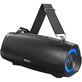 DOSS Extreme Boom Pro D100 Bluetooth Speaker with 140W Peak, 70W Bold Sound, Extra Bass, 24H Playtime, Beat-Sync Lights, Built-in Power Bank, IPX6 Waterproof, Portable Strap for Outdoor, Camping-Black