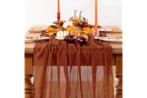DeZerlor Terracotta Cheesecloth Table Runner Fall Burnt Orange Cheese Cloth Table Runner 120 Inches Rust Thanksgiving Fall Table Decorations for Friendsgiving Wedding Bridal Baby Shower Party
