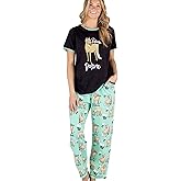 Lazy One Women's Pajama Set, Short Sleeves with Cute Prints, Relaxed Fit