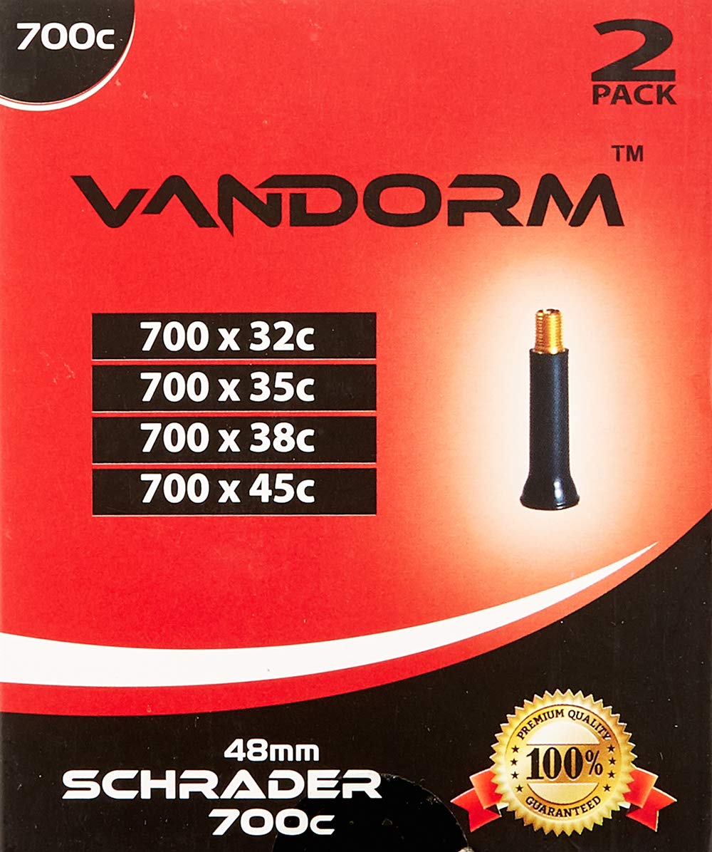 2x Sunchase 700x35/43c Bicycle Inner Tubes with Schrader Valve (Car Type Valve),Black