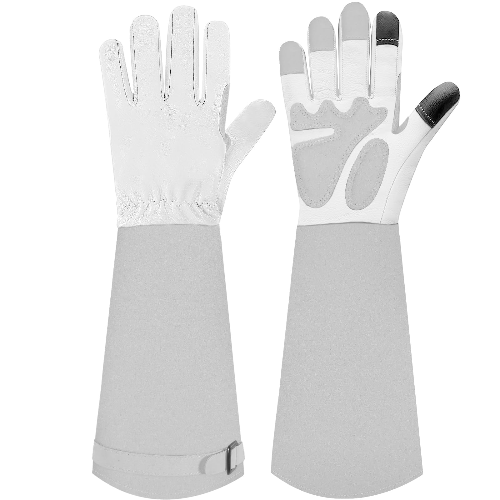 SLARMOR leather Gardening Gloves for Women/Men - Thorn Proof Cowhide Leather Rose/Blackberry Pruning Heavy Duty Garden Gloves Thick Palm Gauntlet Garden Work Gloves with Forearm Protection