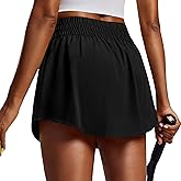 PINSPARK Womens Tennis Skirt High Elastic Waisted Golf Skort with 2 Pockets Curved Hem Athletic Skirts for Workout Pickleball