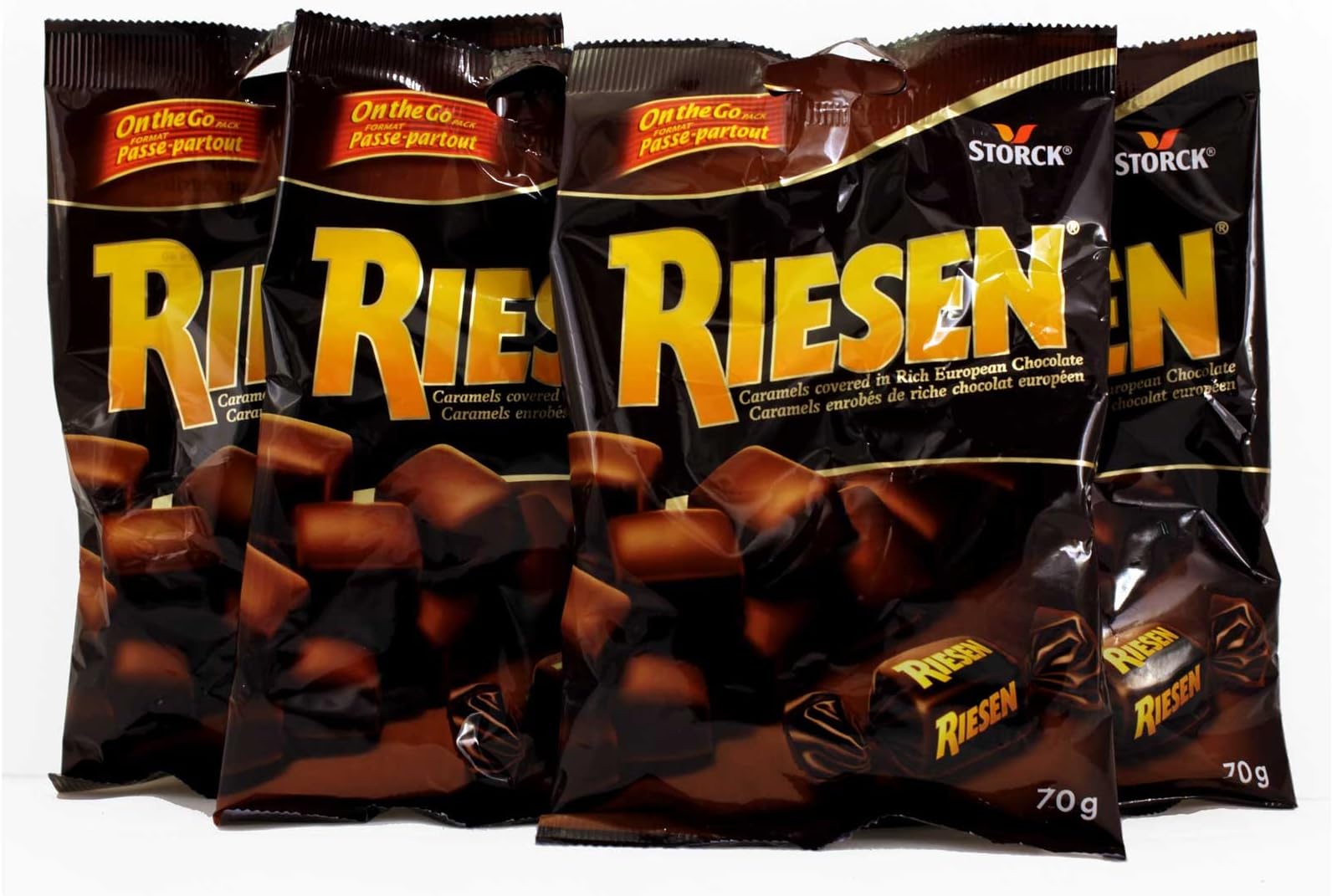 12- Bags of Riesen Caramels Covered in Rich European Chocoate 70g Each Bag Made in Germany