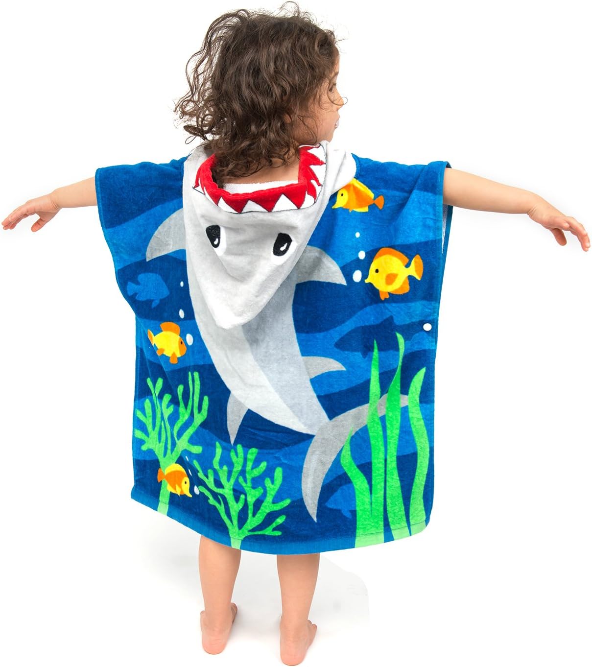 ZINGLIFE Hooded Towels for Kids Baby Boys Girls Toddlers Child Poncho Bath Towel for Beach Pool 100% Cotton Ultra Breathable Soft Enough Thick for Winter Size 24" x 47"(Brave Shark)