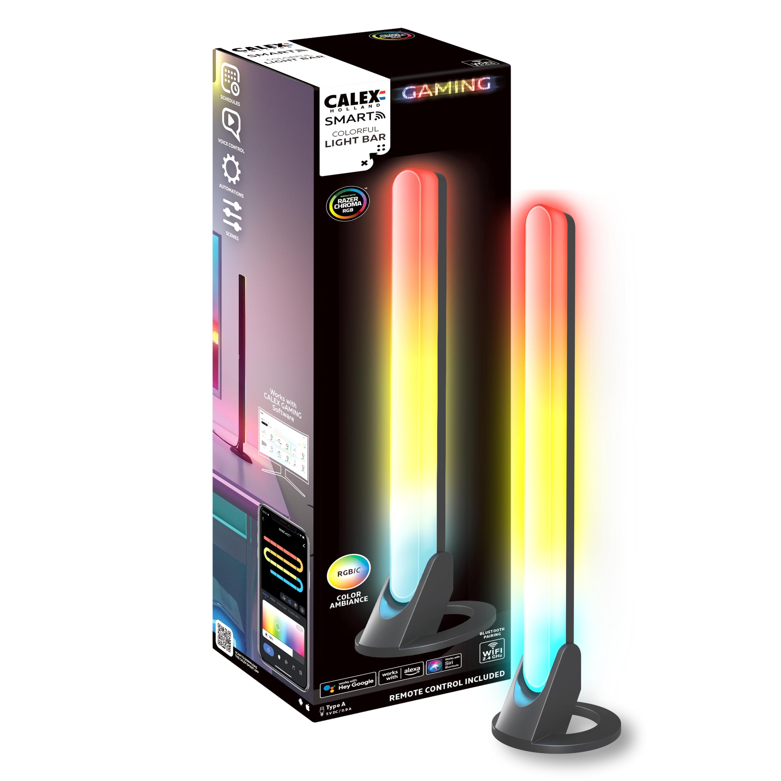 CALEX - Gaming Monitor LED Light Bar, Razer Chroma Compatible, Smart Home, RGBIC Synchronization for PC, Monitor Backlight