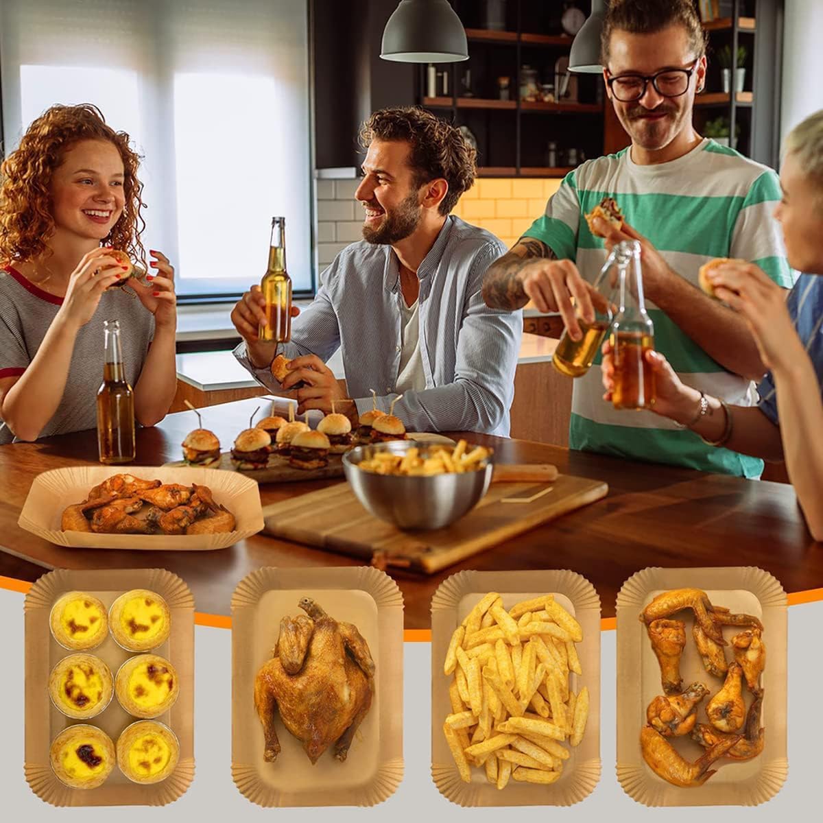 100 Stück Backpapier für Ninja Foodi MAX Dual Zone Heißluftfritteuse [AF300EU] [AF400EU] [AF500EU] 20 x 14 cm Antihaft Wasserdicht Ölfest Spritzschutz Air fryer Zubehör für Doppelkammer Luftfritteuse 7