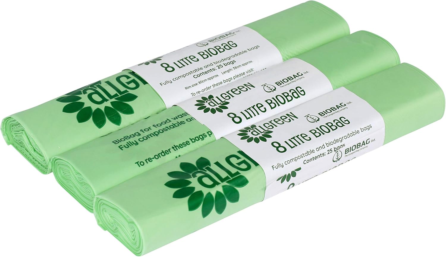 8 Litre X 75 Compostable Kitchen Caddy Liner Food Waste Bin