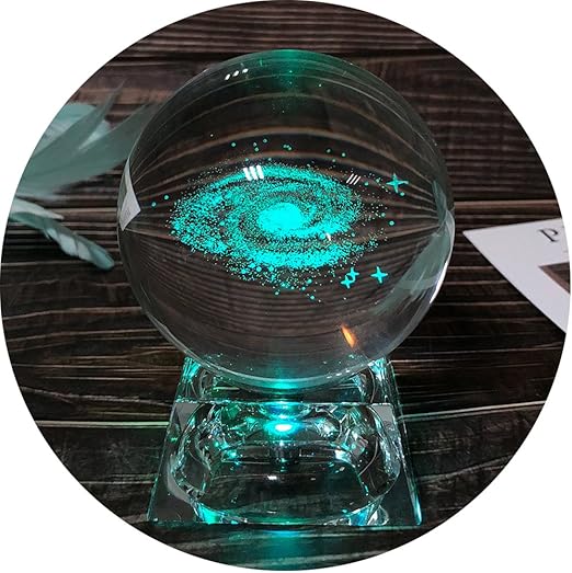 FTYtek 3D Galaxy Crystal Ball Night Lamp, Clear 80mm (3.15 inch) Galaxy