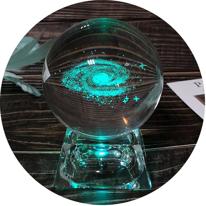 FTYtek 3D Galaxy Crystal Ball Night Lamp, Clear 80mm (3.15 inch) Galaxy