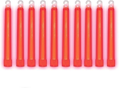 Cyalume SnapLight Red Glow Sticks 6 Inch Industrial 12 Hour Light Pack 10