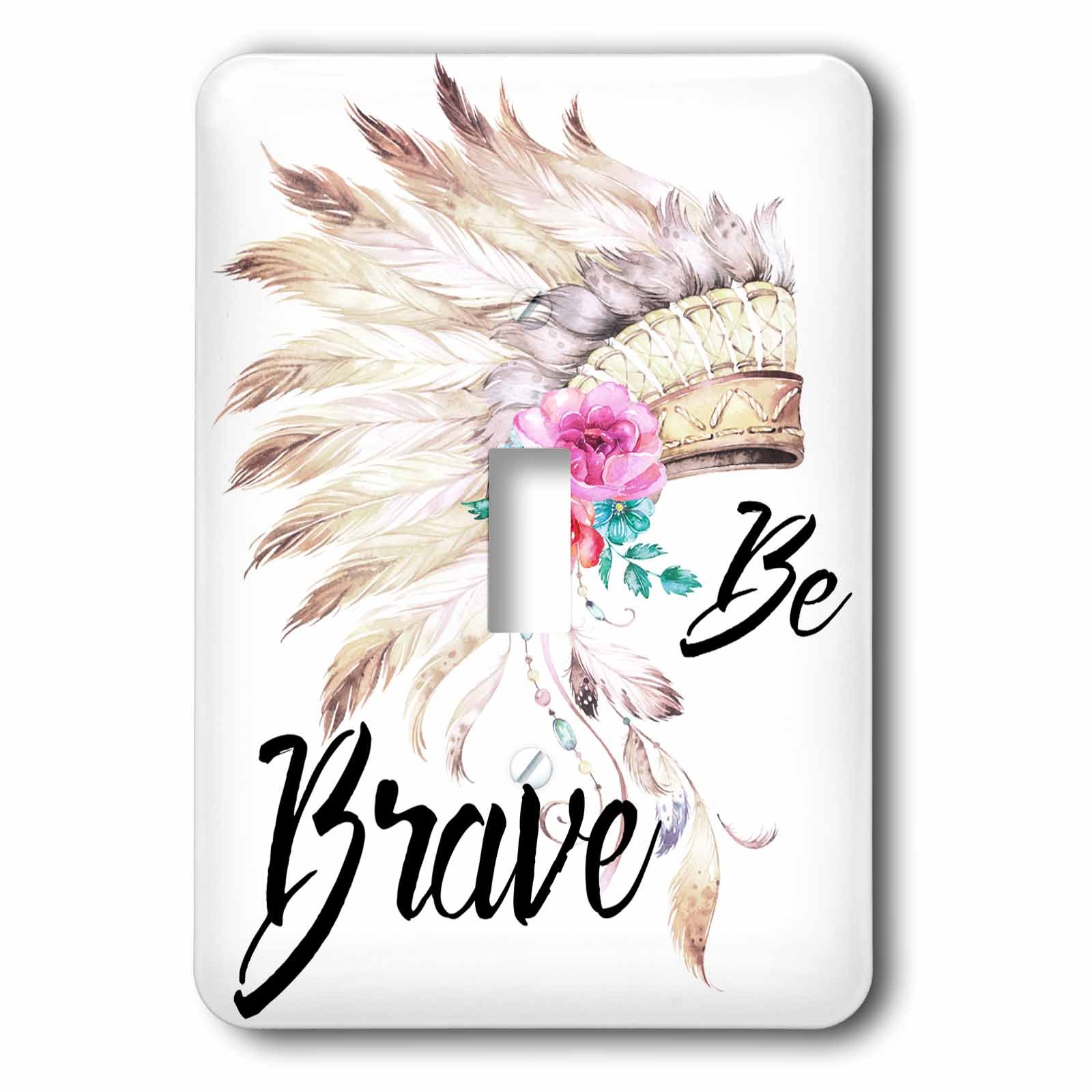 3dRose LSP_252955_1 Be Brave Tribal Feather