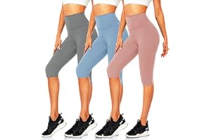 CTHH Women's Knee Length Leggings-High Waisted Capri Pants Biker Shorts for Women Yoga Workout Exercise Short Casual Summer
