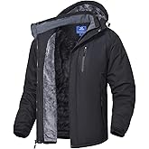 SPOSULEI Mens Skiing Jackets with Hoode Snowboarding Waterproof Fleece Liner Coats Windproof Winter Raincoat Multi Pockets