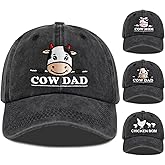 ZVUZVO Chicken Mom Hat, Chicken Cow Farms Gifts, Cow Mom/Dad Baseball Hat Adjustable Embroidered Farmer Baseball Cap