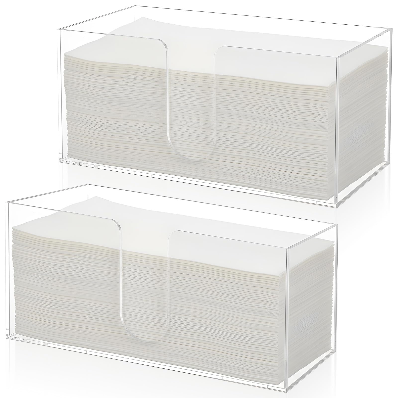 Photo 1 of 2 Pcs Acrylic Paper Towel Holder Acrylic Countertop Paper Towel Dispenser Folded Clear Trifold Napkin Holder, Suitable for Z-fold, C-fold or MultiFold Papers Towels for Bathroom, Toilet, Kitchen