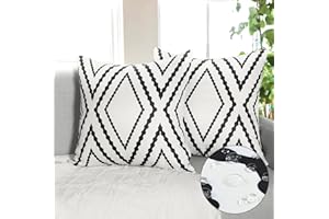 Betylifoy Outdoor Waterproof Throw Pillow Covers Set of 2 Water Resistant Pillow Covers 18 x 18 inches Boho Black and White D