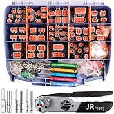 JRready ST6306-1 Deutsch Master Kit DT DTM DTP DTHD Connectors with Crimper | Turret Style Crimp Tool, Full Size Deutsch Connectors, Size 12 16 20 Solid Contact Support 12-22AWG, All Metal Removal Tools
