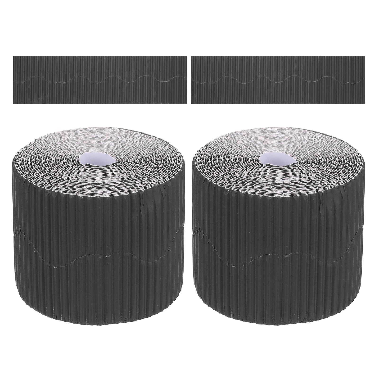 PATIKIL 3.9inch x 78.7ft Bulletin Board Border, Scalloped Trim Paper Corrugated Decorate Border for Locker Classroom Decor Black White Cork Poster Boards, Black (1.3mm)