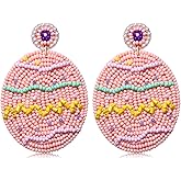 NVENF Beaded Easter Earrings for Women Easter Rabbit Bunny Dangle Earrings Sparkling Pearl Bead Drop Earrings Spring Holiday Jewelry Gifts