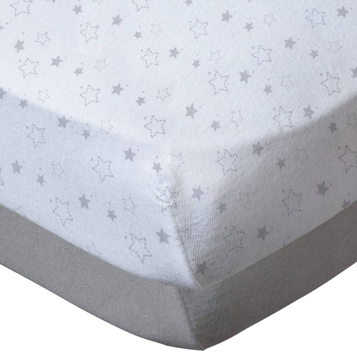 BabyCalin - Set of 2 fitted sheets 70x140x17cm Grey star/uni grey certified OEKO-TEX — image 1