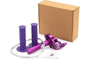 XINGWU Mini Bike Throttle Kit Universal 7/8" 22mm CNC Quick Action Twist Throttle with Cable Throttle Assembly for CRF KLX SSR TTR 50cc-250cc Dirt Pit Bike Mini Bike ATV Motorcycle (Purple)