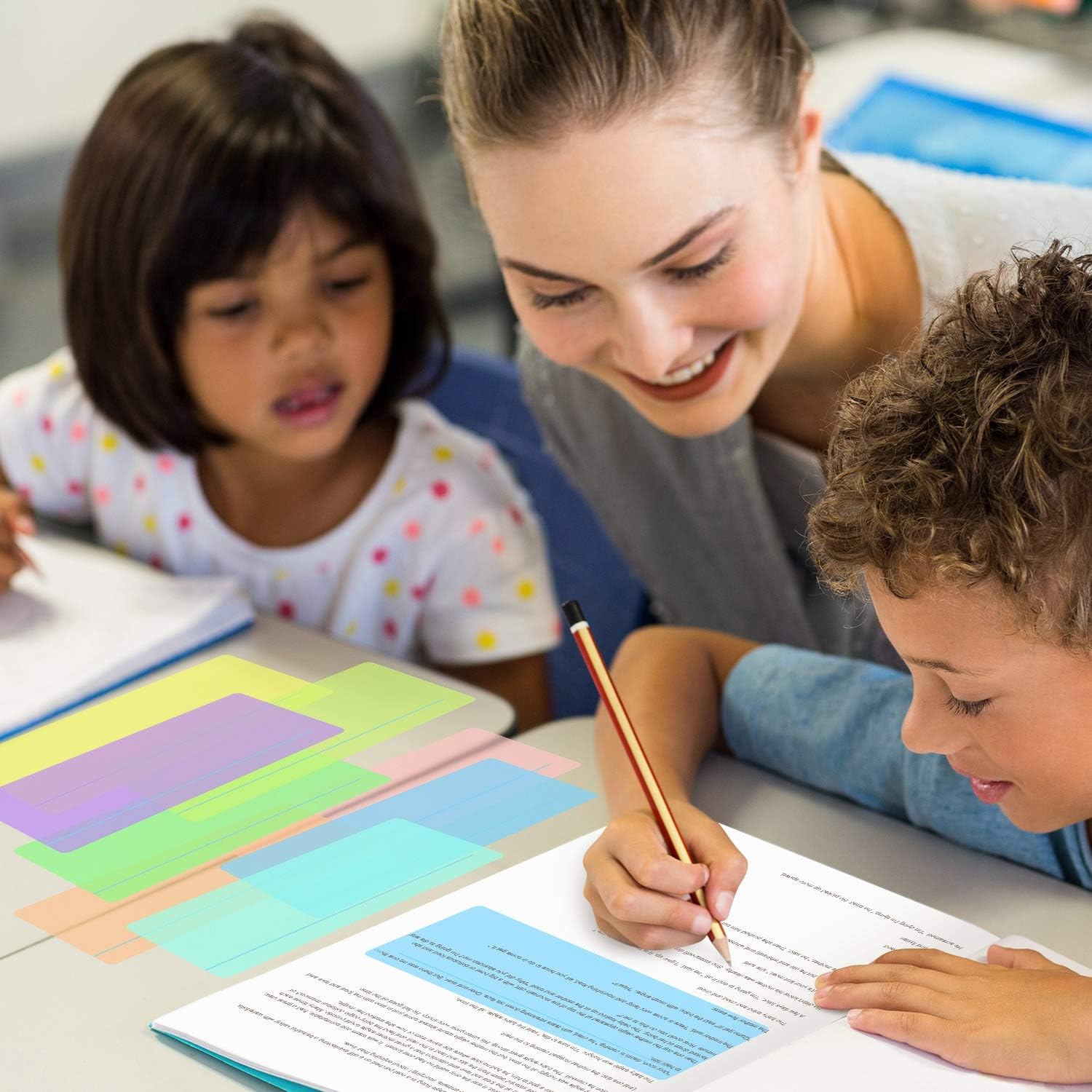 Guided Reading Highlight Strips Colored Overlay Reading Tracking Rulers Helps with Reduce Visual Stress (8 Pack) : Office Products
