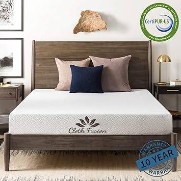 Cloth Fusion Fruton Cooling Gel Memory Foam Mattress, 78X72X6-inch (White)